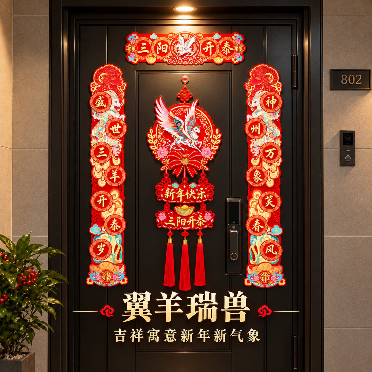 2027羊年三阳开泰磁吸对联套装