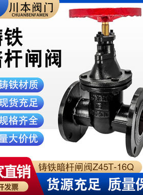 Z45T黑色铸铁闸阀法兰式暗杆闸阀升降式阀门配件国标4分6分不锈钢
