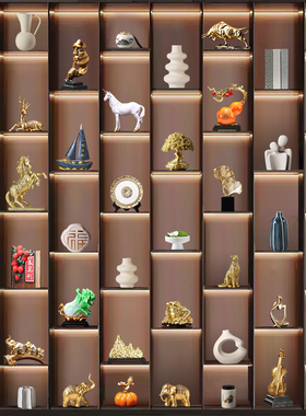 新中式摆件轻奢高档大气装饰品办公室茶室博古架T软装工艺品摆设