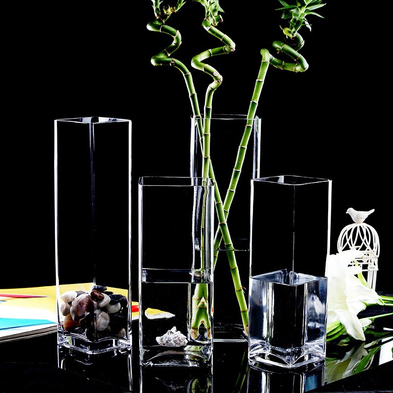高硼硅玻璃d方形花瓶大号客厅水养水培植物方形花盆鲜花插花方罐