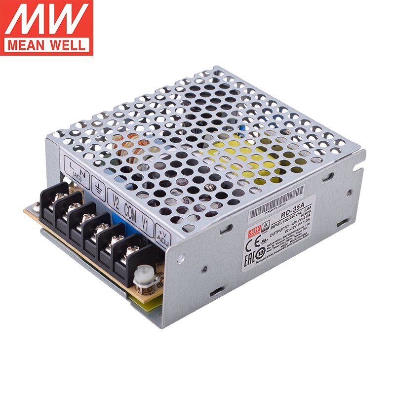 35W台湾明纬RD-35A双组直流输出金属网壳5V4A12V1A开关电源转换器