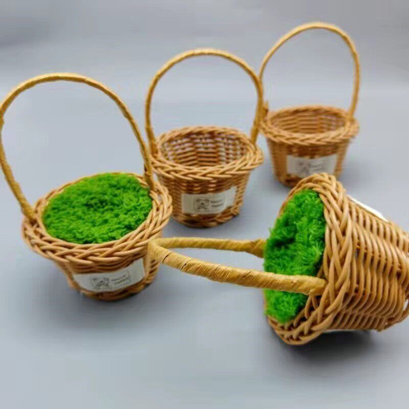 手工毛线扭扭棒专用天然小竹篮diy装饰花篮