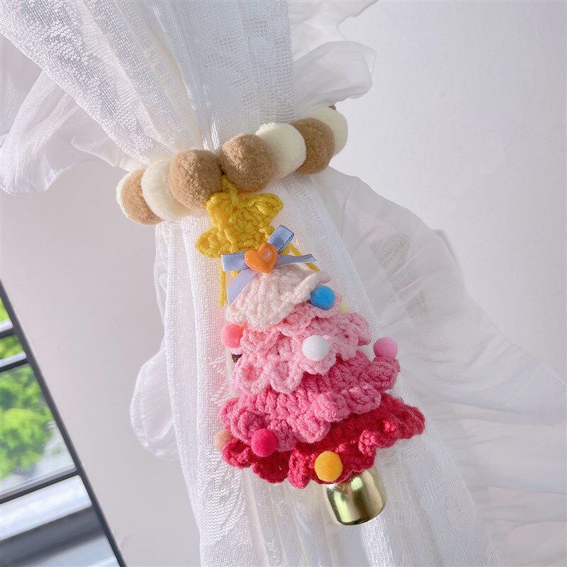 可爱圣诞树装饰窗帘绑带儿童房卧室可爱卡通窗帘扣纱帘束带绑绳子