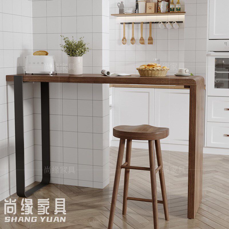 实木吧台桌椅组合家用阳台靠墙窄桌子矮桌长条桌客厅隔间高脚桌