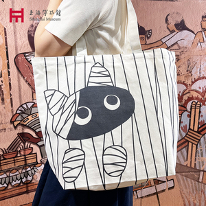 上海博物馆埃及展创意帆布包猫棉麻包休闲大容量单肩手提手腕包