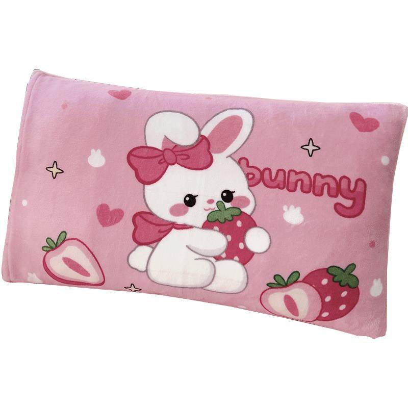 冬季儿童牛奶绒枕套30x50宝宝冬天小枕头套小号枕芯内胆套一对装.