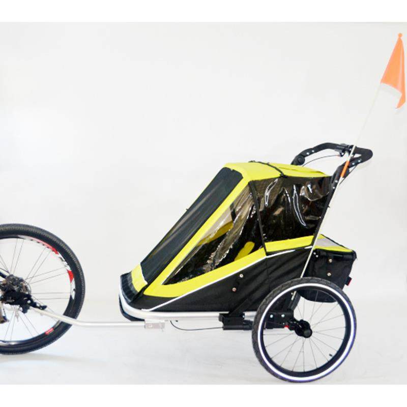 19新款铝合金双座位儿童推拖车大空间自行车拖车山地挂车儿童拖车