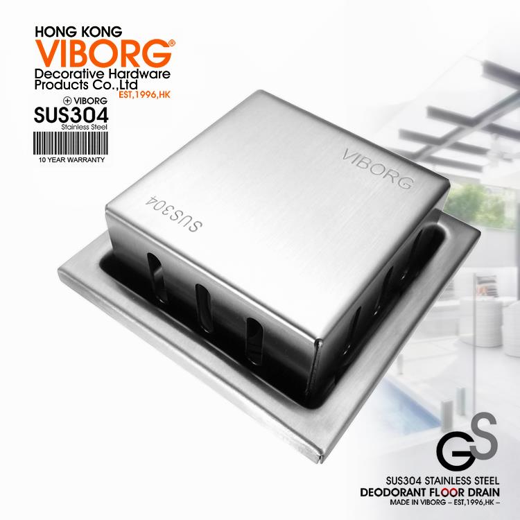 VIBORG域堡园林阳台露台304不锈钢防落叶侧排水地漏 防虫防臭地漏