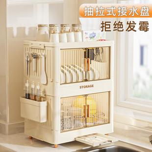 碗筷餐具收纳盒箱放碗碟沥水架带盖双层辅食碗柜厨房家用碗架 装