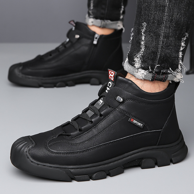 2025新款【真皮牛皮】冬季棉鞋男保暖羊毛加绒加厚休闲高帮鞋男防