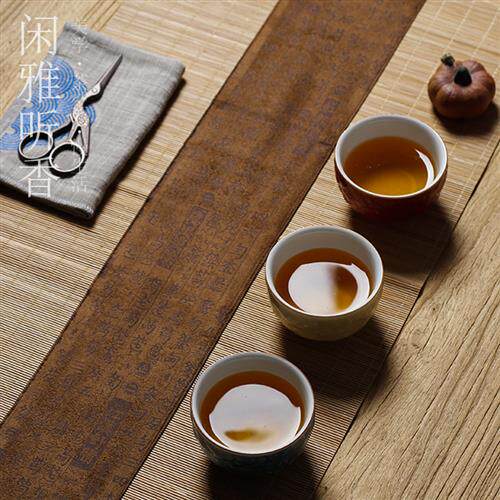 速发解 得新中式竹制茶席禅意中国风文字写桌泡茶垫子茶诗布茶巾