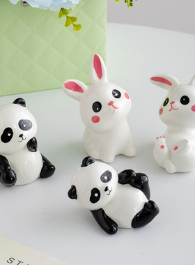 速发陶猫厅爱萌系熊瓷装饰摆件客可桌面卧室办公室摆设日常送