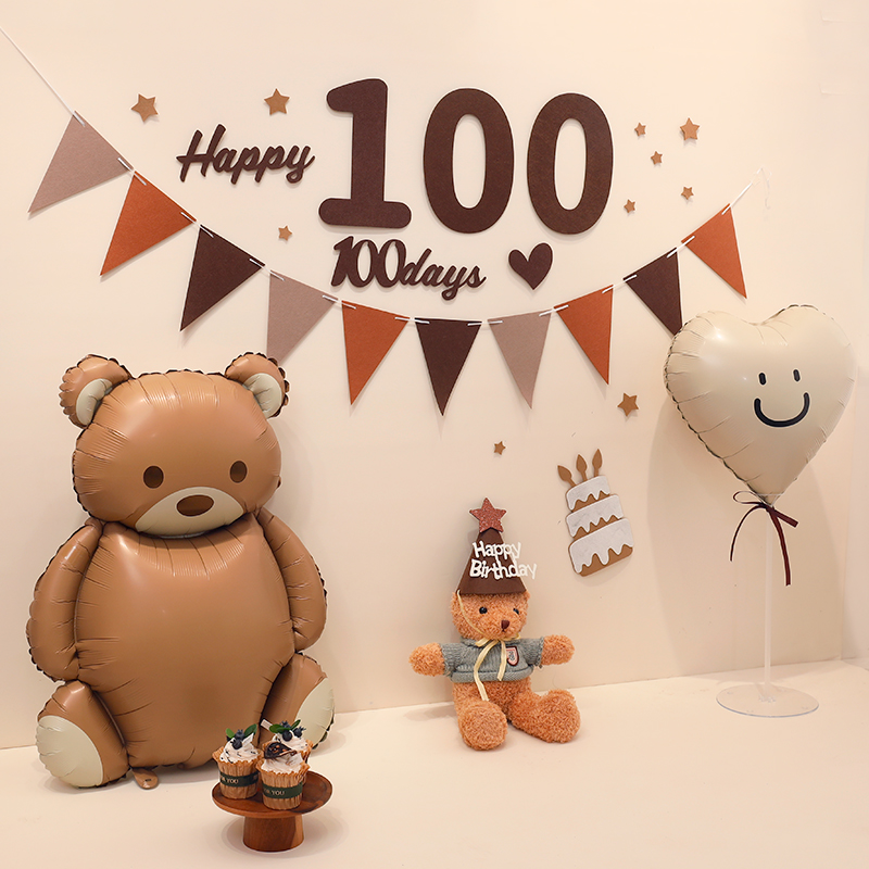 速发风满月宝宝100天背景墙贴满月百天周岁生日布置用品拍照道具