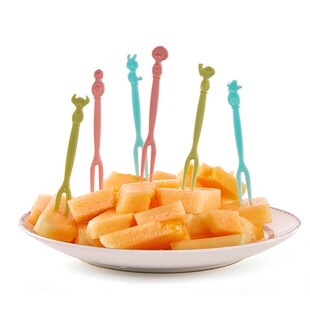 速发水V叉套装水果签一次性塑料K果T水吧吃酒果蛋糕甜品叉点心小
