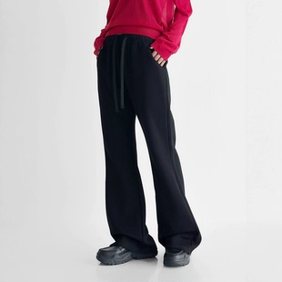 抽绳腰遮肉神裤 女宽松棉涤弹力瑜伽裤 2025高腰喇叭运动裤 显瘦爆款