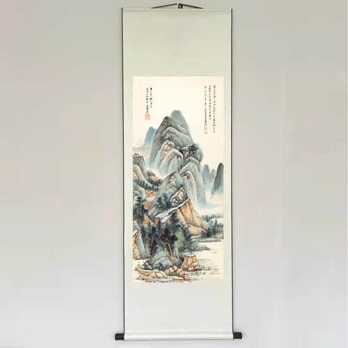 5ZV7名家字画仿古卷轴挂画中式山水画国画客厅书房装饰画礼品