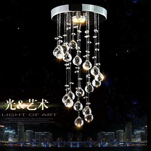 酒店现代简约螺旋吊线水晶灯圆形LED阳台灯过道走廊玄关灯具
