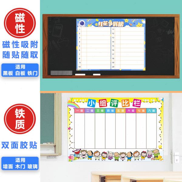学校通用红花争辉榜班级鼓励学生磁性评比栏墙贴学校文化墙积分表
