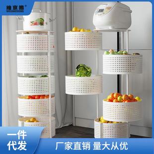旋转置物架落地厨房多层带轮客厅卧室移动多功能蔬果菜储物收纳聚