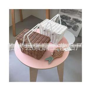 北欧ins网红藤条编织小提篮宝宝户外出游野餐篮收纳篮拍照道具