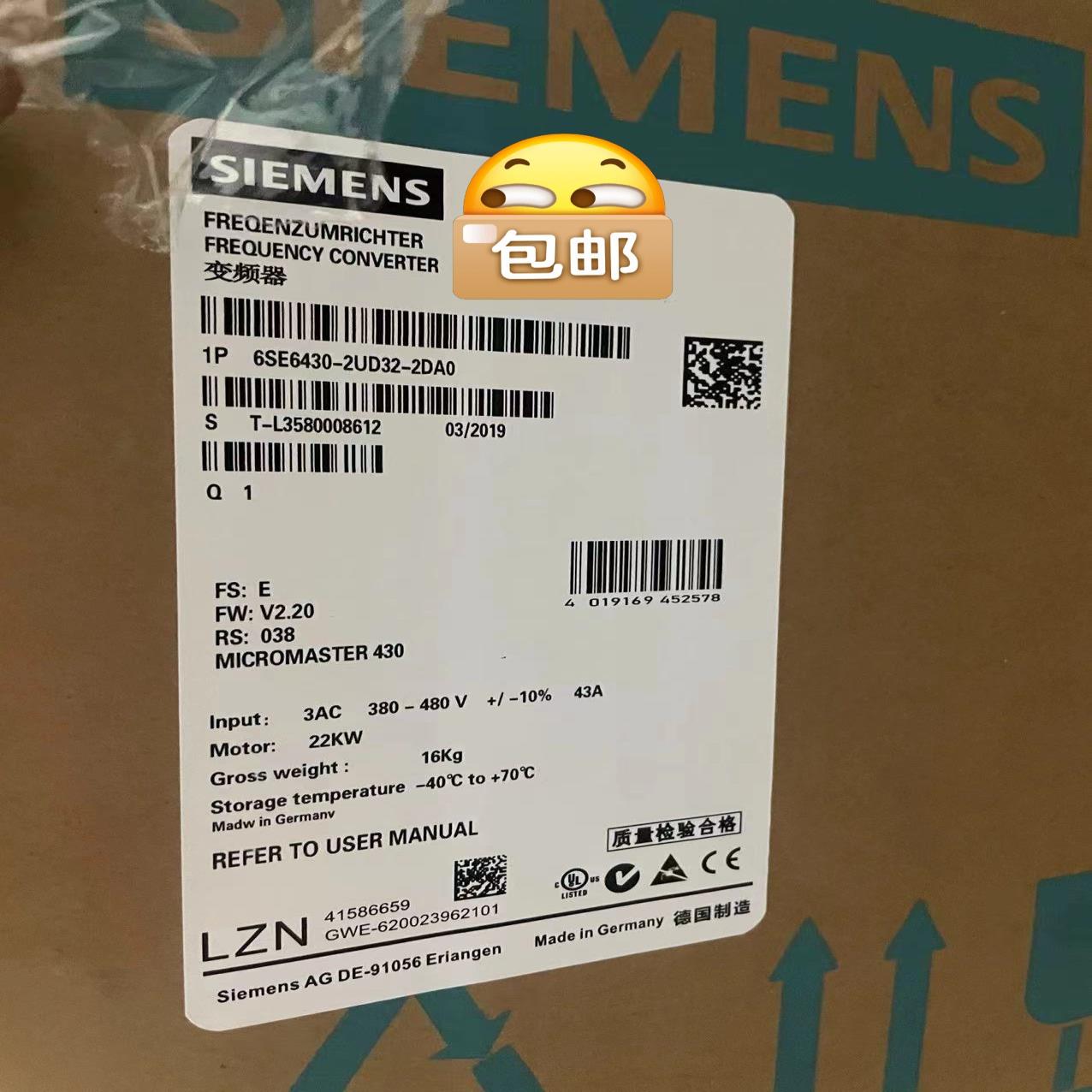 6SE6430-2UD32-2DA0变频器430 无（卡套电子）