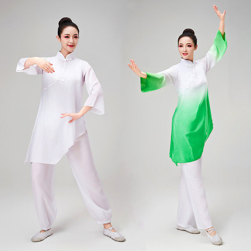 太极服女款新款2024男款武术女士改良新式春秋小个子中老年人唐装