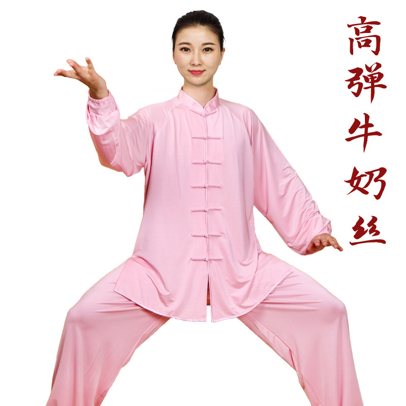 太极服女款新款2025表演牛奶丝冰丝太极拳练功服男春秋夏季八段锦