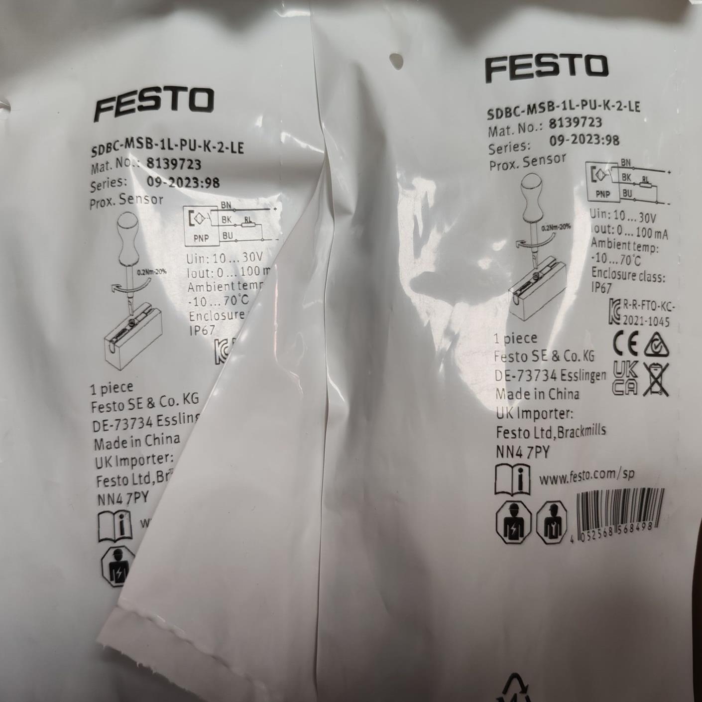 全新原装正品FESTO 8139723  SDBC-MSB-1L-PU-K-2-LE 现货