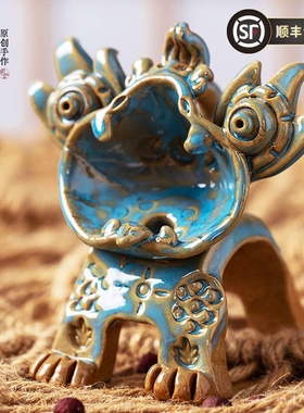 瓦猫云南大理丽江手工陶瓷云溪陶创意开业招财猫文创礼品开业