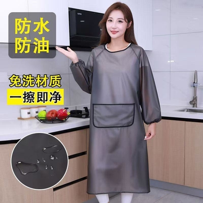 柔软防水防油女围裙加长罩衣厨房做饭家务水产店餐饮专用韩版围腰