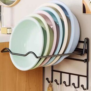 厨房洗菜篮收纳架挂墙脸盆架沥水篮架子免打孔浴室收纳神器毛巾架