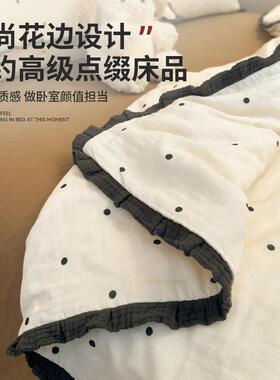 超柔皱皱纱夏凉684154床上四件少女空夏款花边水洗套棉被调被床单