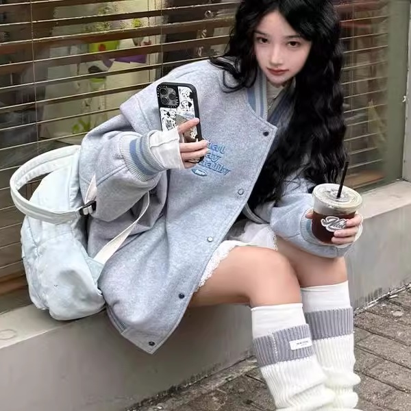 棒球服女秋季字母刺绣情侣夹克潮
