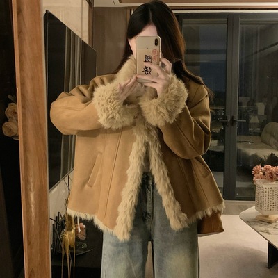 美式羊羔毛棉服女外套2025新款