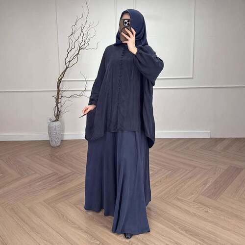 Muslim Headscarf Set  Round Neck Long Sleeve Half-Length