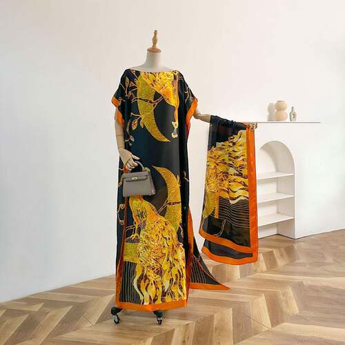 Women's Leopard Print Long Sleeve Kimono & Scarf Set