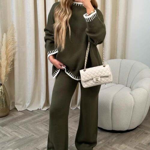 Women's Color Block Knit Set Comfortable Sweater and