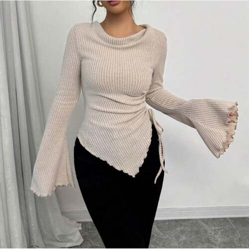 Womens Simple TShirt for Fall Winter SlimFitting Casual Top