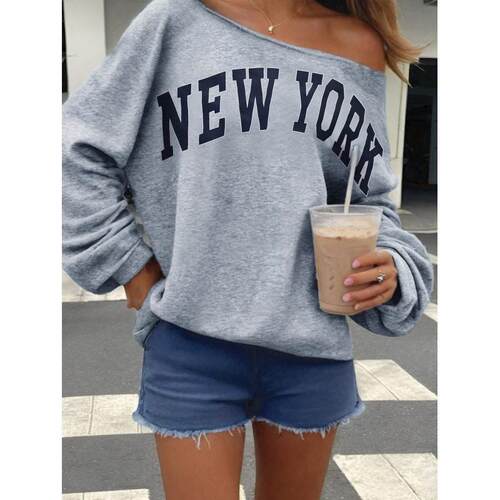 Casual Wearable Home Top Letter Print Pullover Comfortable