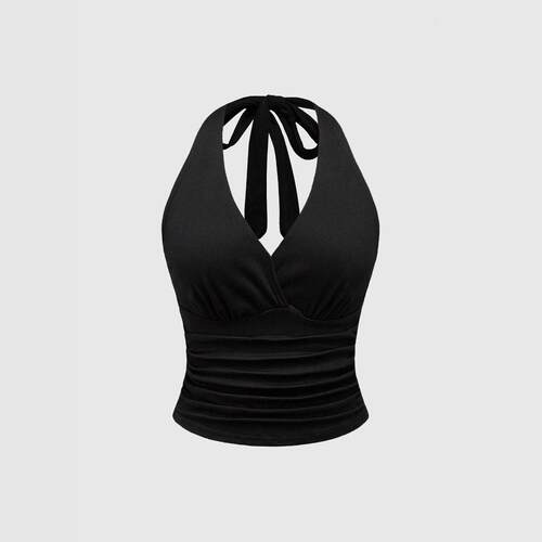 Women's Leopard Print Halter Neck Crop Top Sexy Fitted