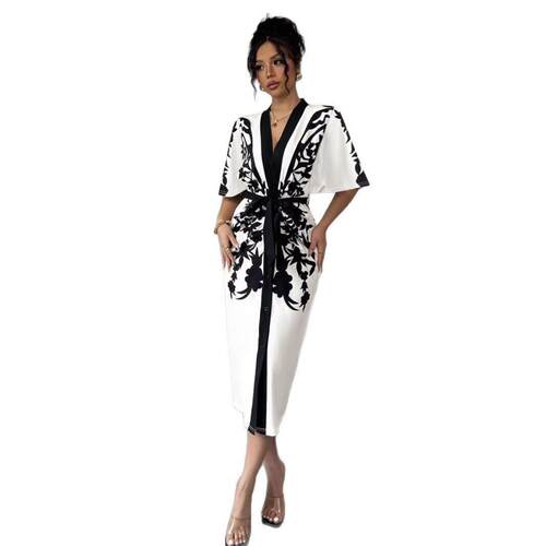 Women's Long Dress Fitted Woven Fabric Moderate Thickness