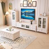 白色电视地玻璃电视柜实电视柜几组合2茶.0米2.2米轻奢实木柜电视