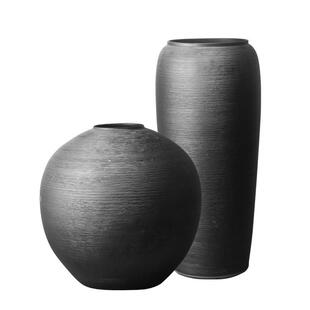 DER0071侘寂风摆件陶大花瓶落地中式瓷客厅干酒店大堂花器花高复