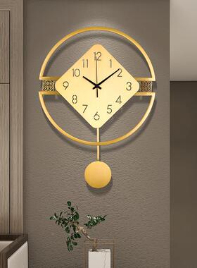 新中式ZSF1035挂钟客厅黄艺家术用时尚创意时铜钟约免打孔现代简