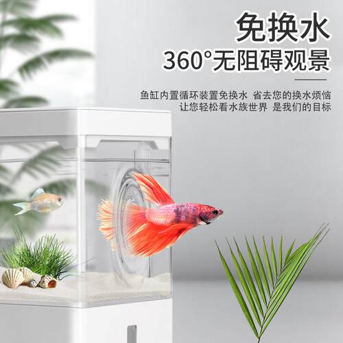 型桌面鱼缸客厅家用创意造生态缸懒FDW人小免金换水迷景你鱼缸