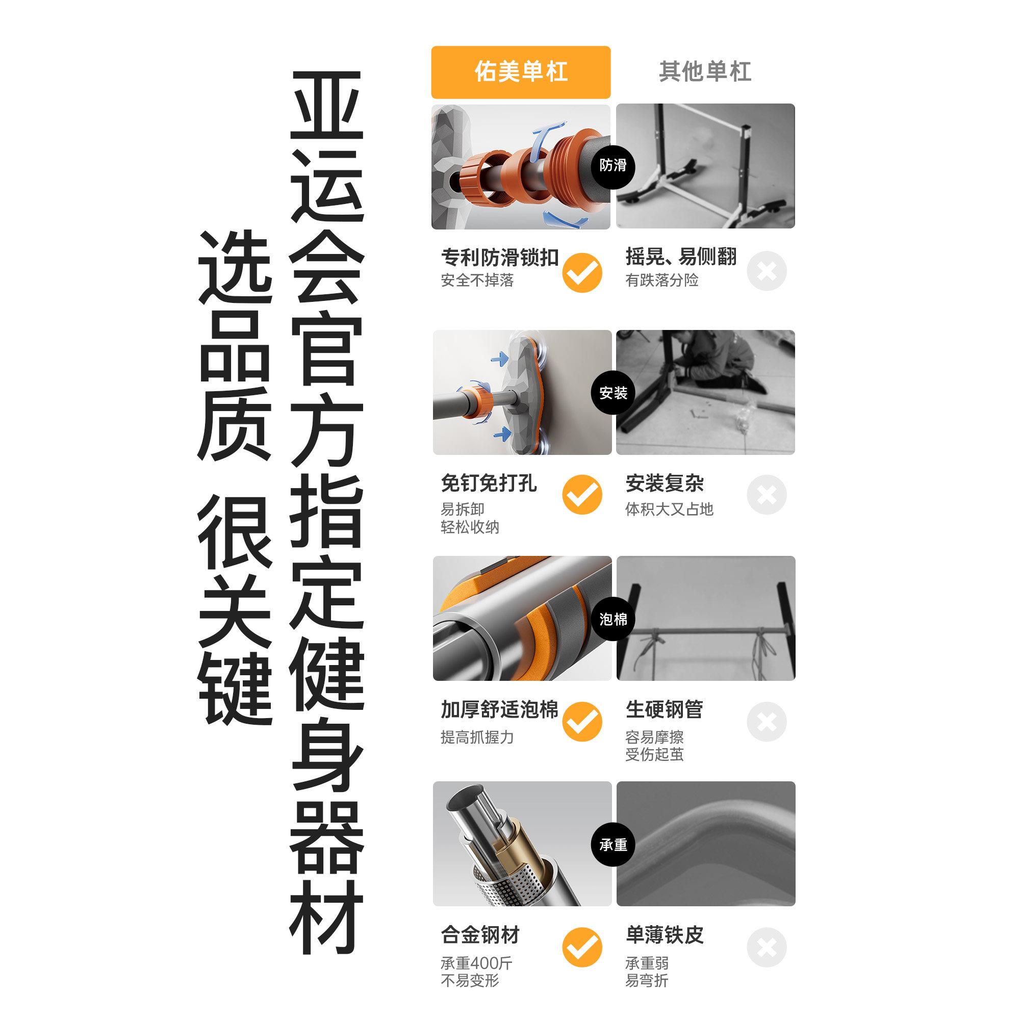 单杠家用室内健身器材引体向上器室内门上单杠吊环家庭免打孔