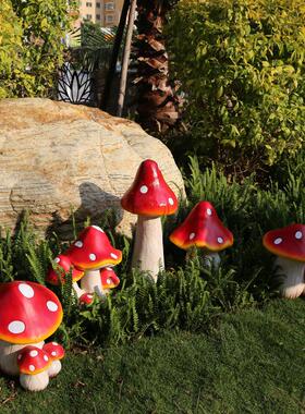 雕彷花园摆件庭院婚户外园艺森系庆10188玻璃钢真蘑菇塑草坪植物