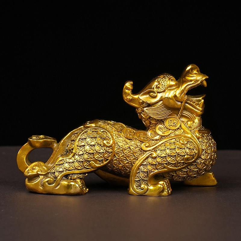 貔居黄铜金钱貅召才摆BJO68新件一对店开业貔貅前台装饰品家客厅