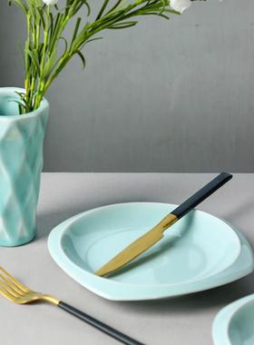 陶瓷西菜盘牛家用中式瓷餐盘创意餐盘子防烫菜盘创意OMR青排盘子