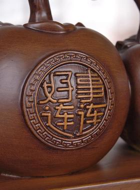 实木雕柿子摆家客厅居玄关电视件柜酒礼柜装饰新居乔迁送礼202592